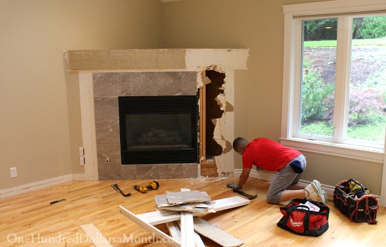 My Ugly Outdated Corner Fireplace Gets Demolished