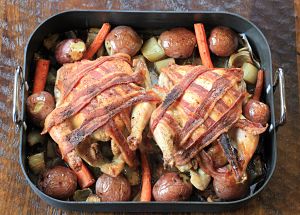 Recipe: Roasted Chicken with Bacon + Ideas For Leftovers
