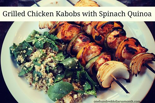 Recipe: Grilled Chicken Kabobs with Spinach Quinoa