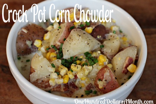 Easy Crock Pot Meals – Corn Chowder with Bacon, Potatoes and Chives