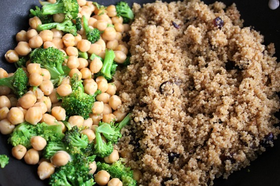 Quinoa Salad with Broccoli, Garbanzo Beans and Cranberries