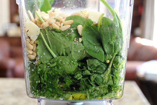 Spinach and Basil Pesto Farfalle