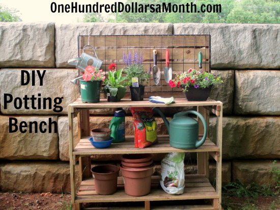 Potting Bench Made from an Old Wooden Rack