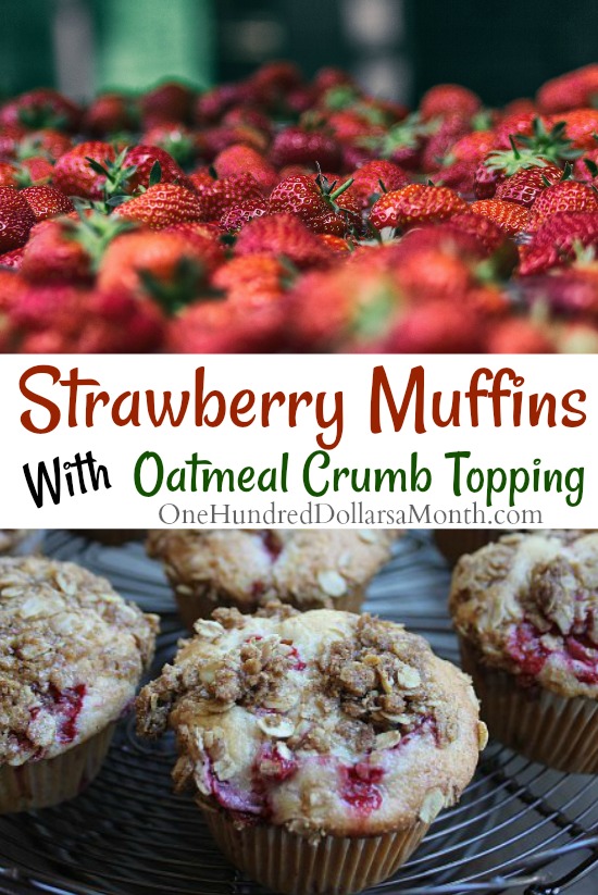 Strawberry Muffins with Oatmeal Crumb Topping