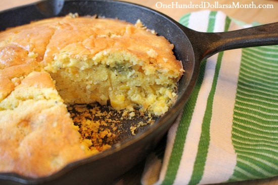 Cast Iron Skillet Cornbread with Jalapenos