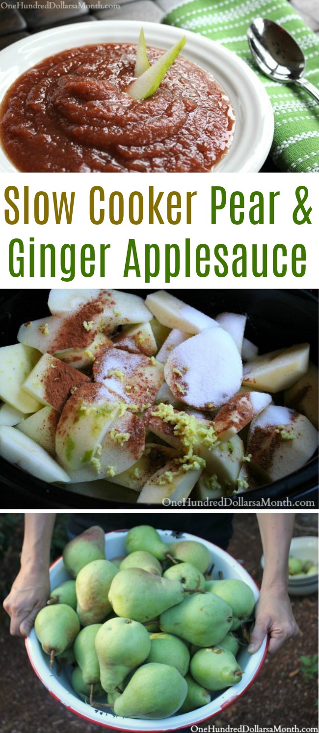 Slow Cooker Pear & Ginger Applesauce
