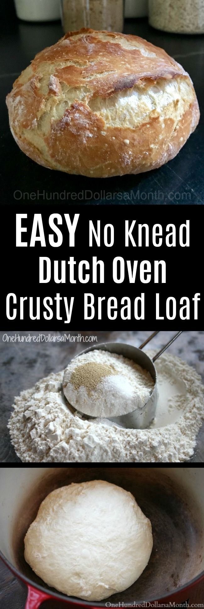 No Knead Dutch Oven Crusty Bread