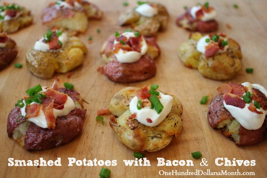 Smashed Potatoes with Bacon and Chives