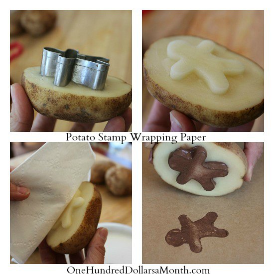Easy Crafts For Kids – Potato Stamp Wrapping Paper