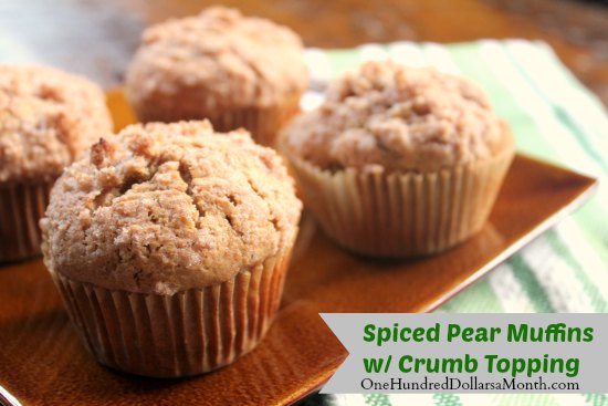 Spiced Pear Muffins with Crumb Topping