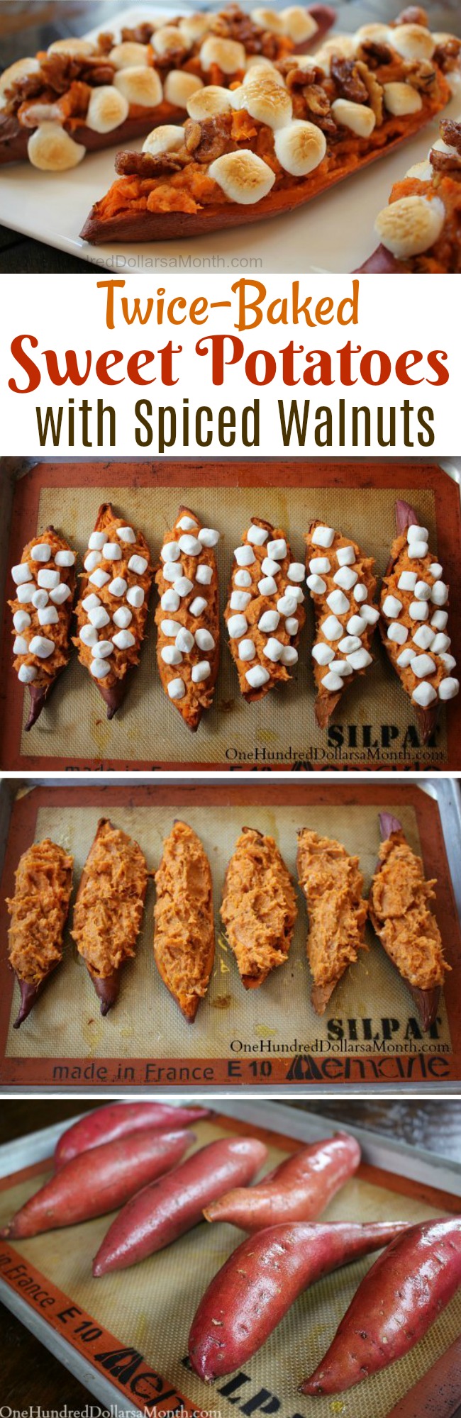Twice-Baked Sweet Potatoes with Spiced Walnuts