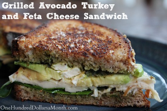 Grilled Avocado Turkey and Feta Cheese Sandwich