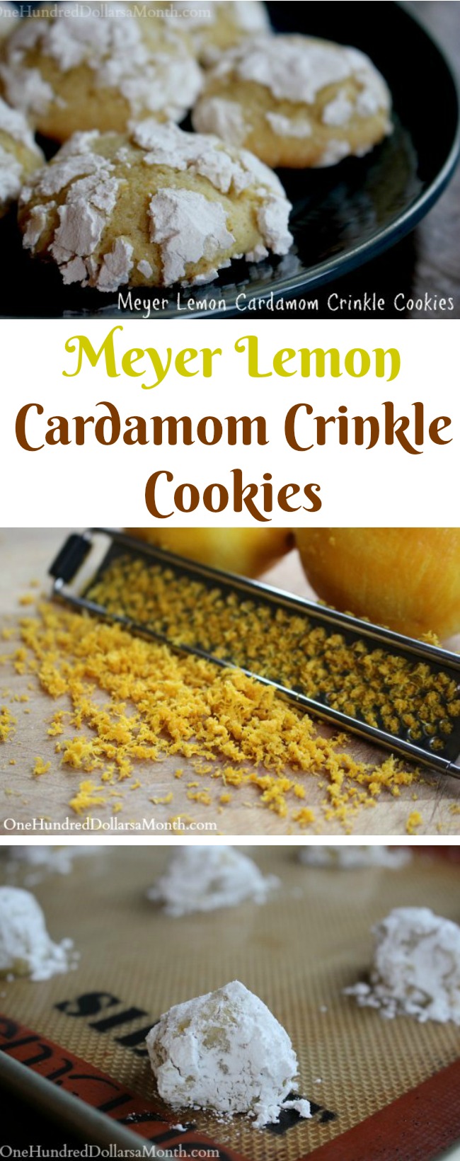 Meyer Lemon Cardamom Crinkle Cookies