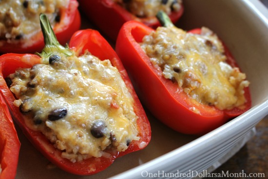 Ground Beef and Rice Stuffed Peppers - One Hundred Dollars a Month