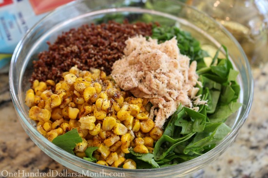 Quinoa Spinach Salad with Tuna and Corn