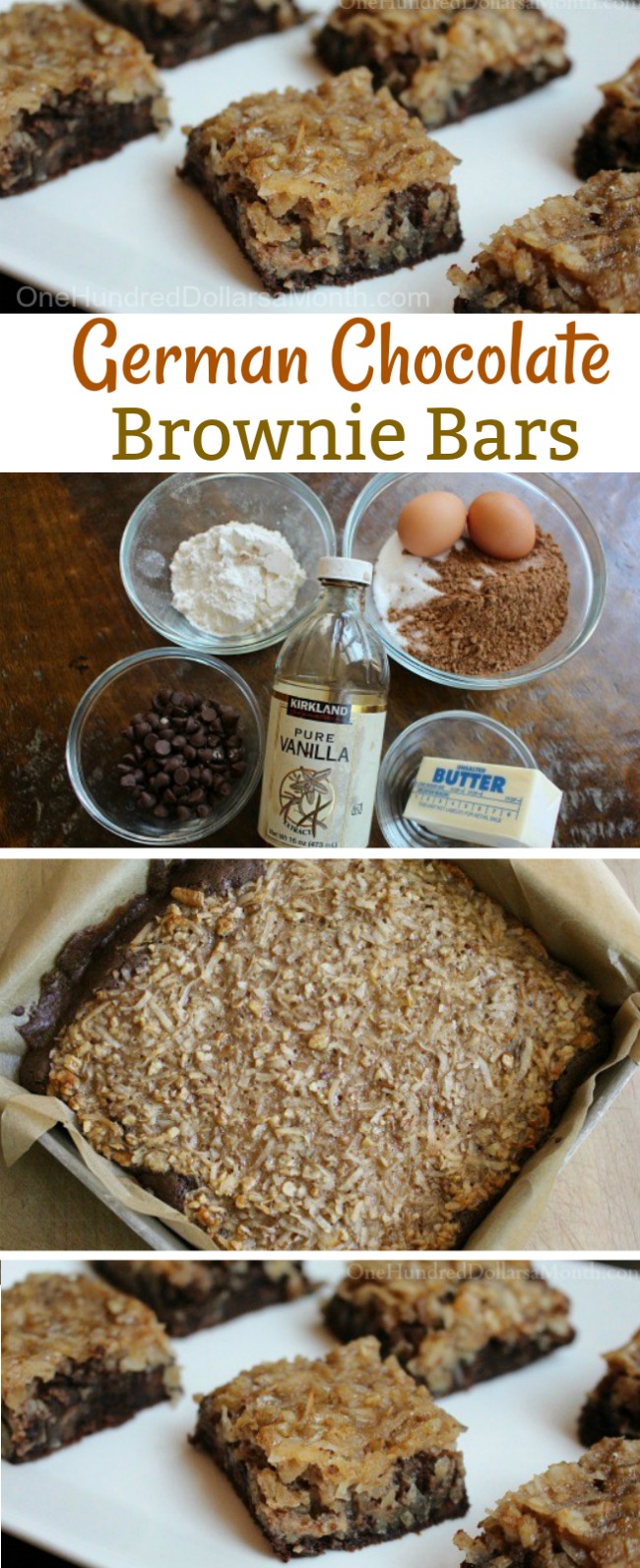 German Chocolate Brownie Bars