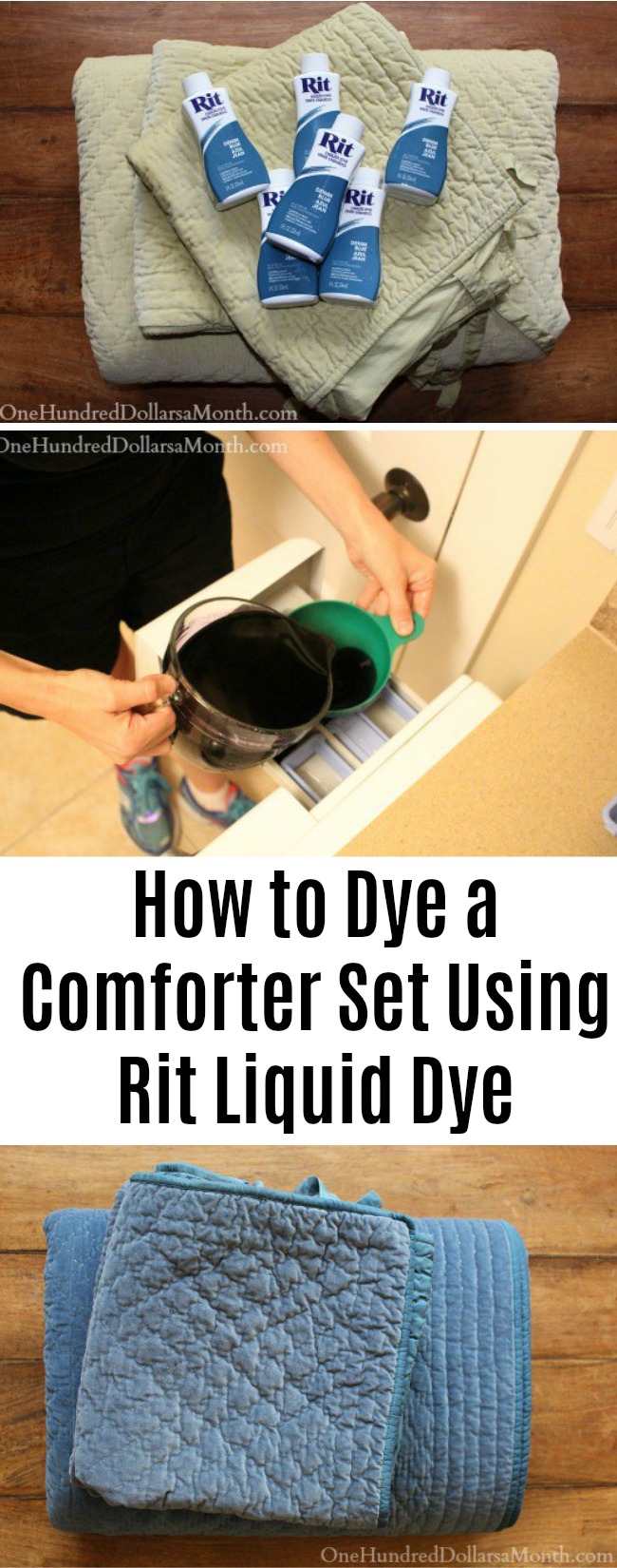 How to Dye a Comforter Set Using a Front Load Washing Machine and Rit Liquid Dye