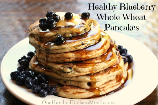 Healthy Blueberry Whole Wheat Pancakes