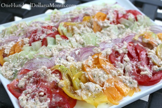 Tomato, Cucumber and Onion Salad w/ Feta