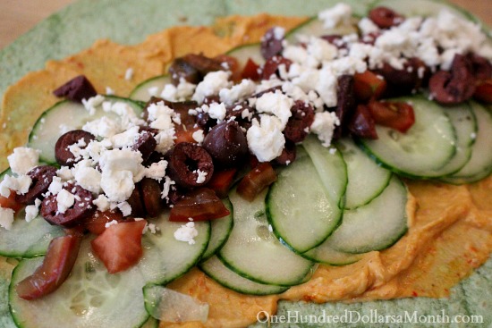 Greek Salad Wrap with Feta Cheese