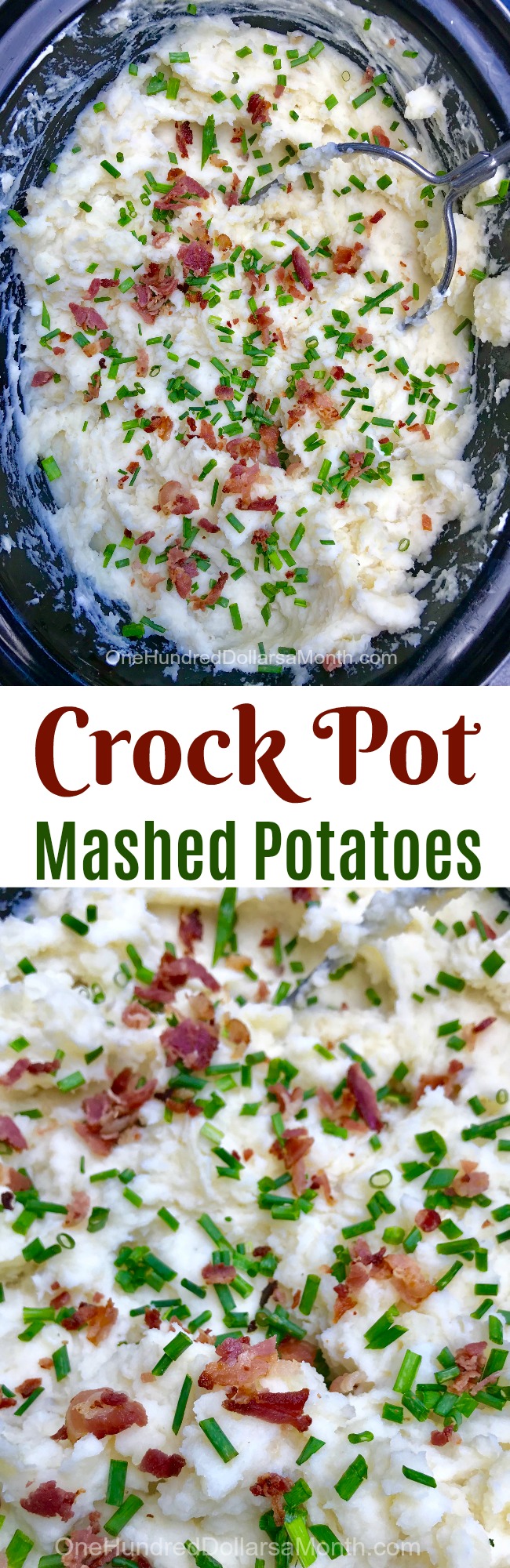 Slow Cooker Mashed Potatoes with Bacon and Chives