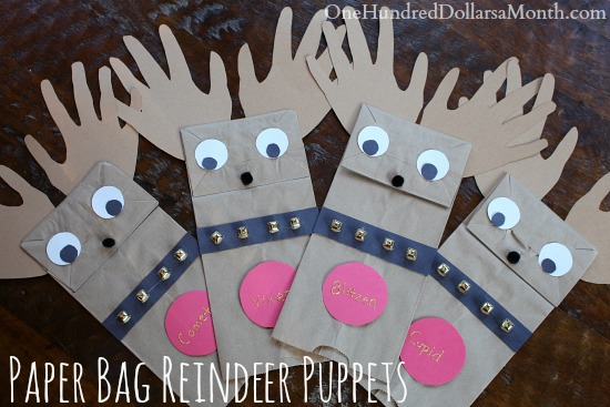 Easy Christmas Crafts for Kids – Paper Bag Reindeer Puppets