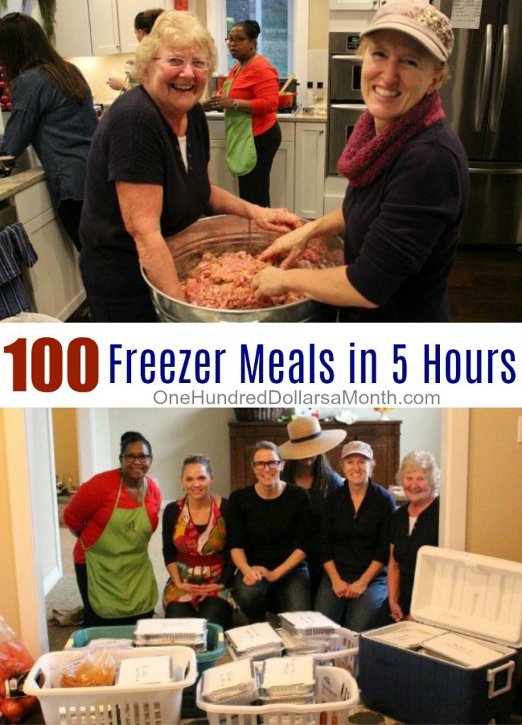100 Freezer Meals in 5 Hours - One Hundred Dollars a Month