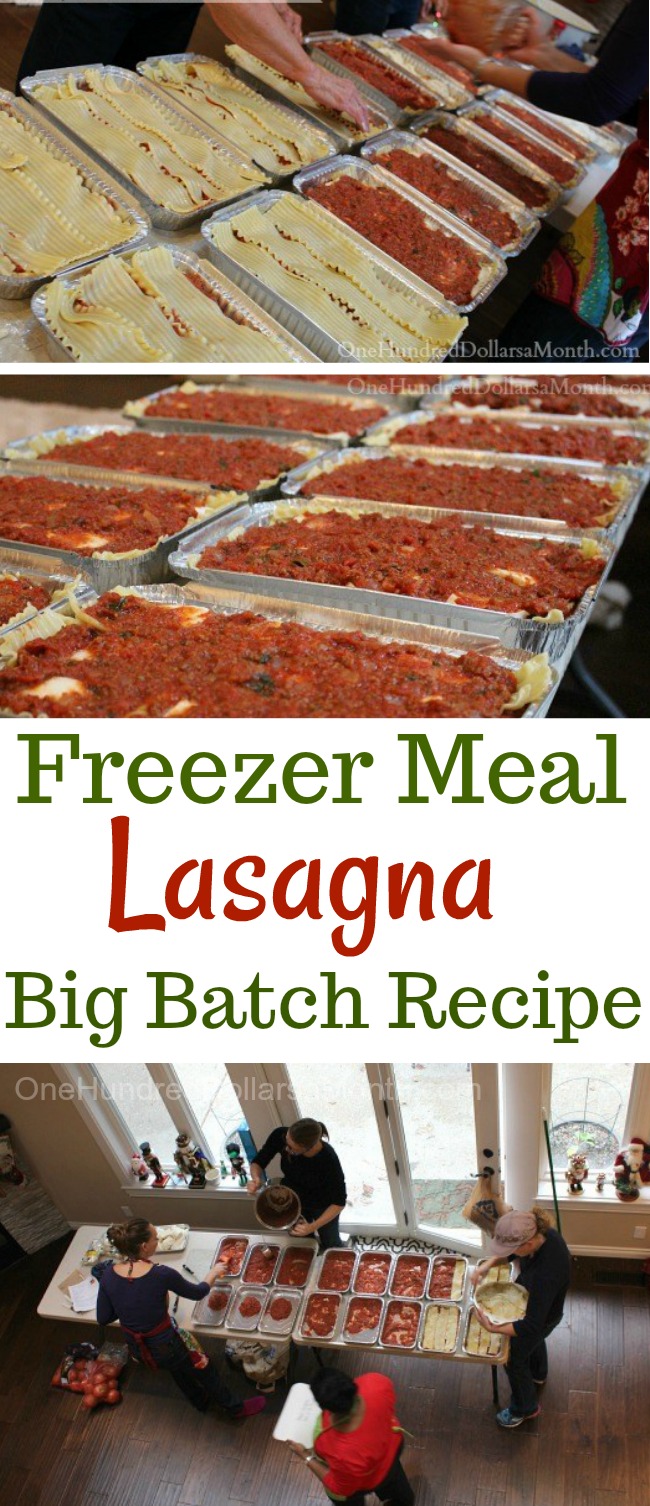 Freezer Meal Lasagna with Goat Cheese, Mozzarella and Fresh Basil