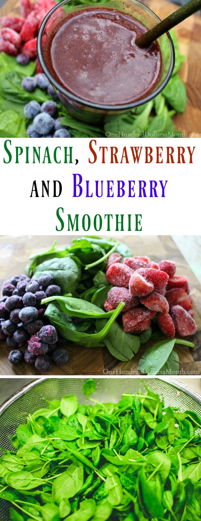 Spinach, Strawberry and Blueberry Smoothie