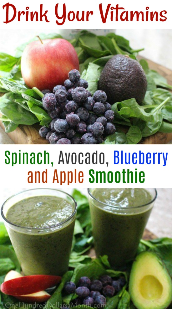 Spinach, Avocado, Blueberry and Apple Smoothie