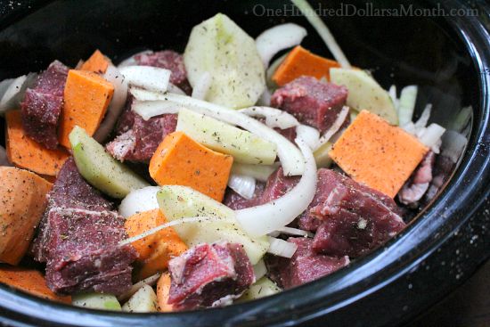 Crock Pot Beef with Sweet Potatoes and Apples