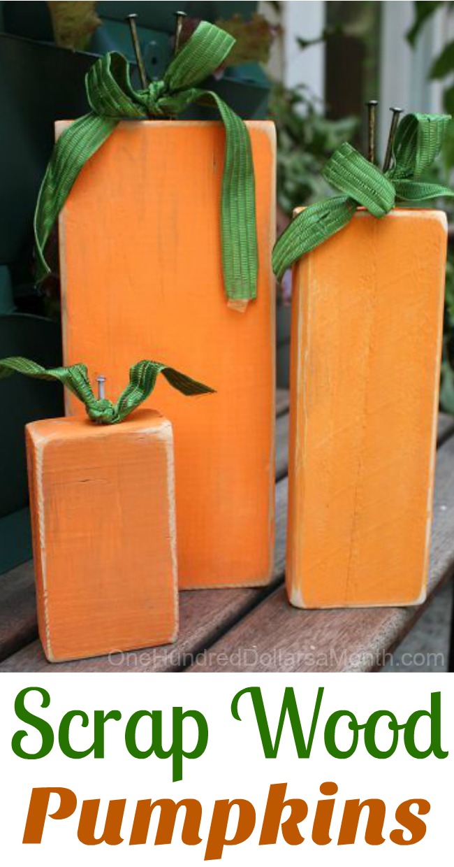 Fall Craft Idea – Painted Scrap Wood Pumpkin