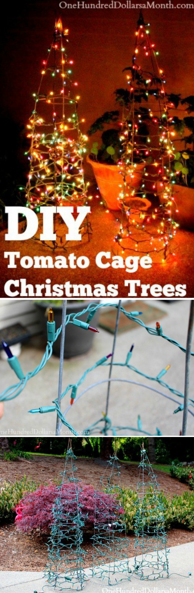 DIY Tomato Cage Christmas Trees
