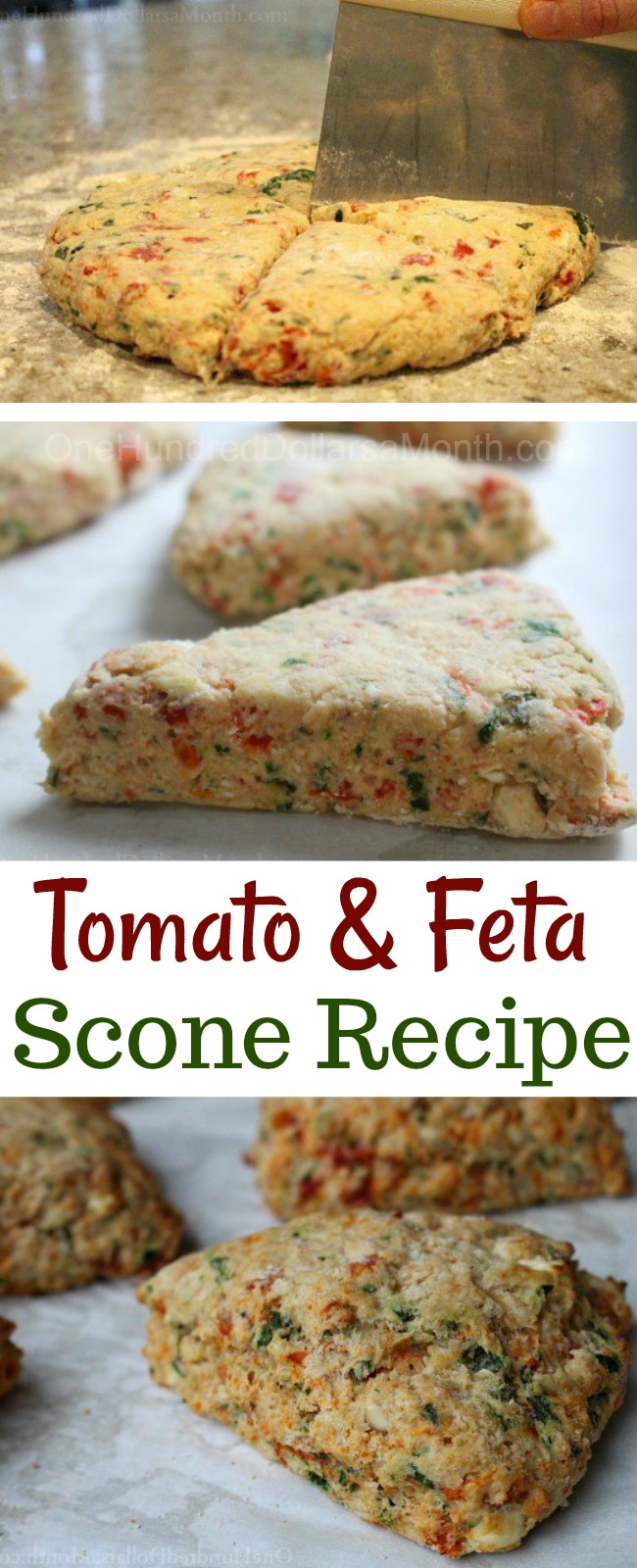 The Best Ever Tomato Feta Scones with Spinach