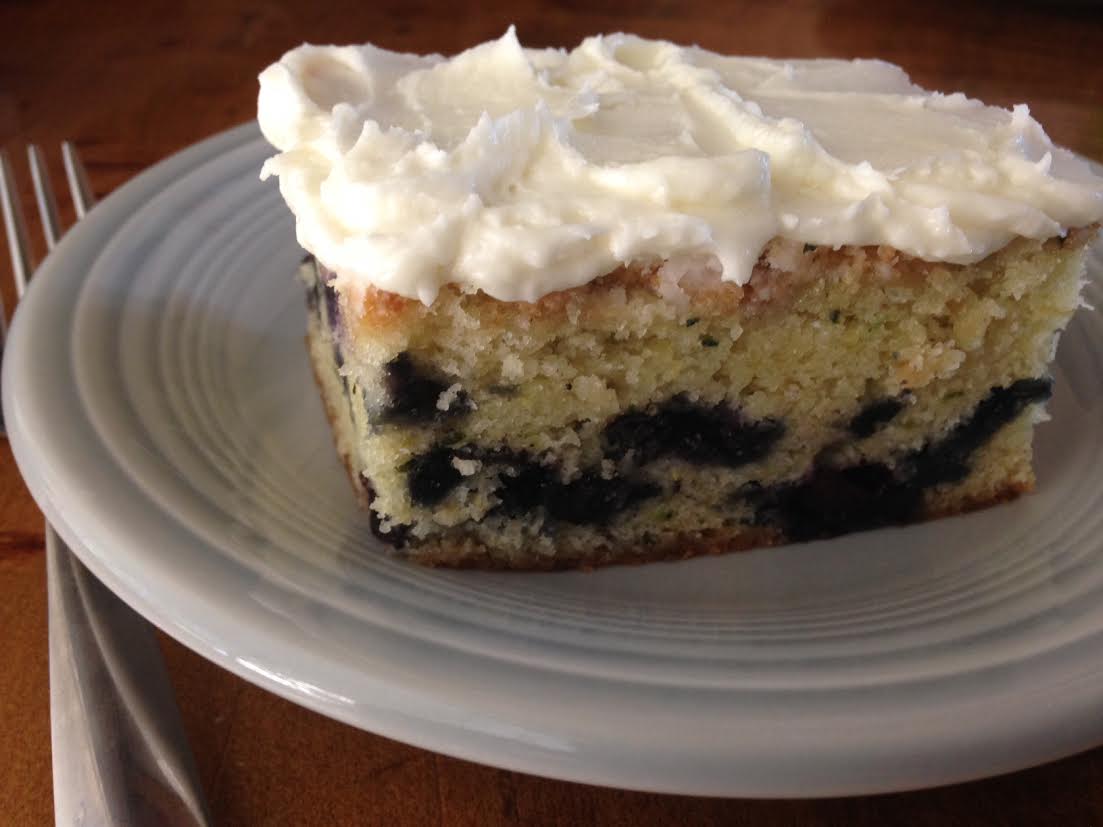 Blueberry Zucchini Brunch Cake with Lemony Frosting