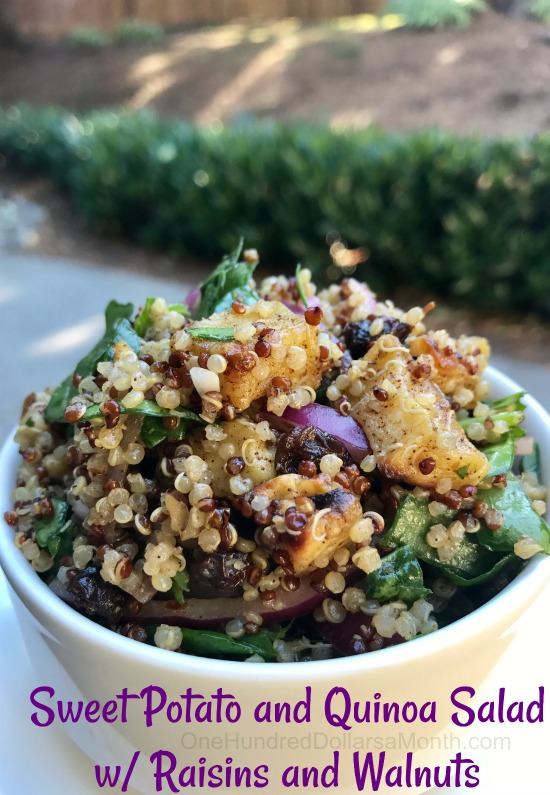 Sweet Potato and Quinoa Salad w/ Raisins and Walnuts