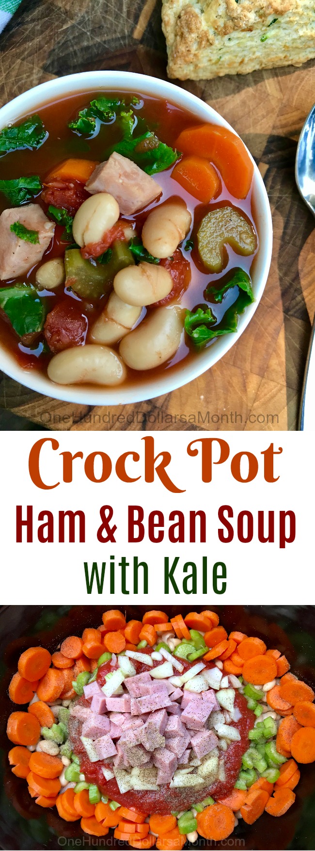 Slow Cooker Ham and Bean Soup with Kale