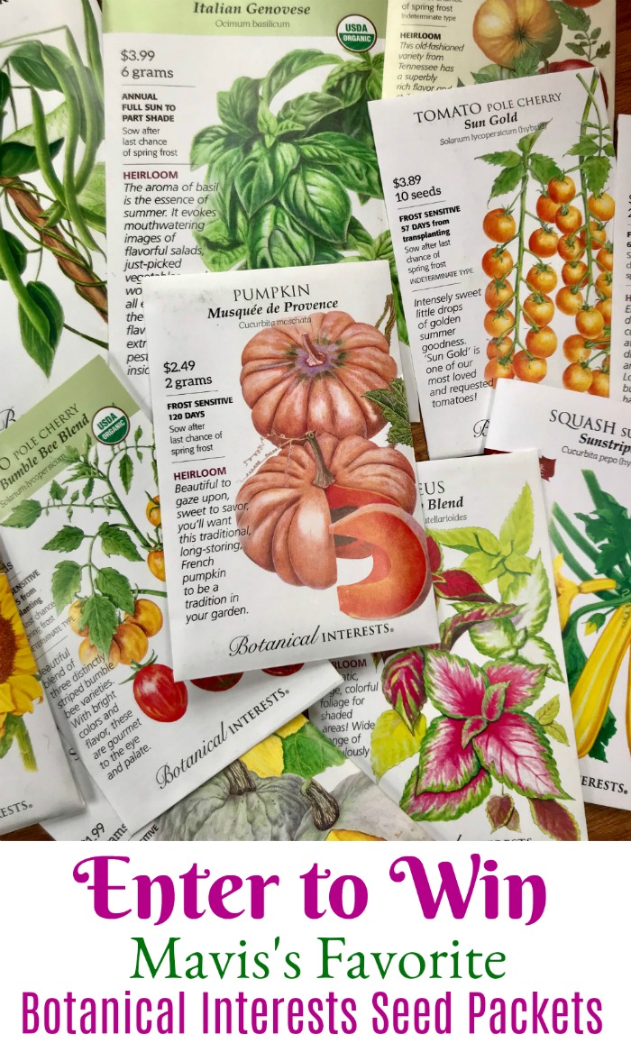 Giveaway – Enter to Win Mavis’s Favorite Seed Packets from Botanical Interests