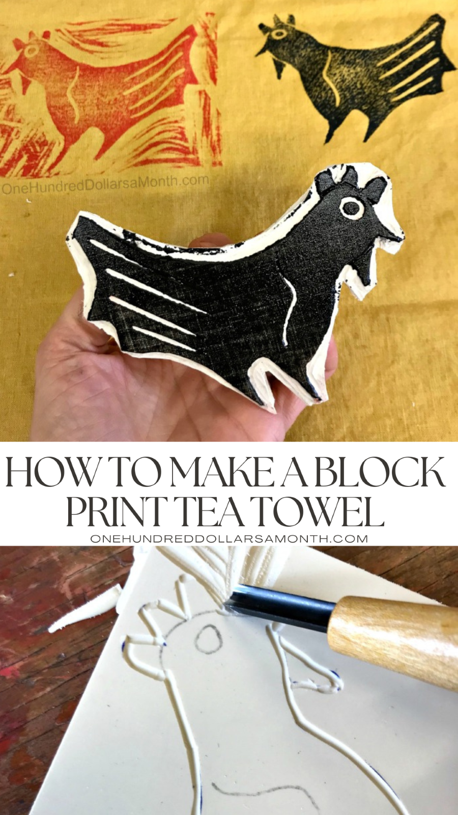 How to Make a Block Print Tea Towel