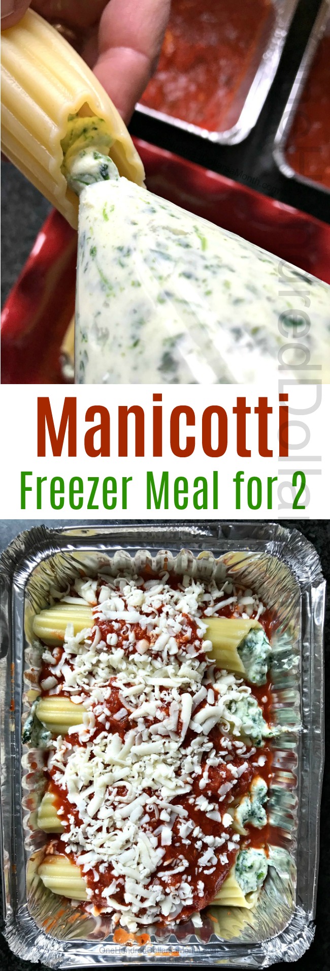 Manicotti Freezer Meal Recipe for 2