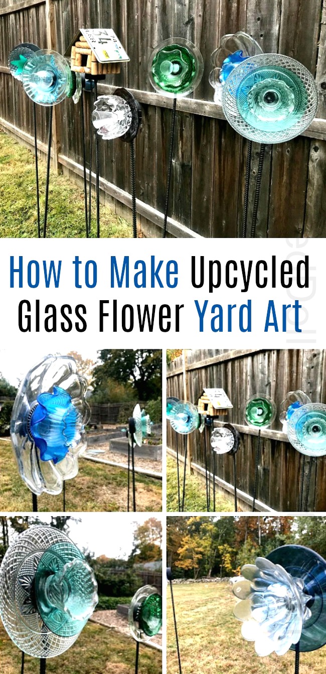 How to Make Upcycled Glass Flower Yard Art