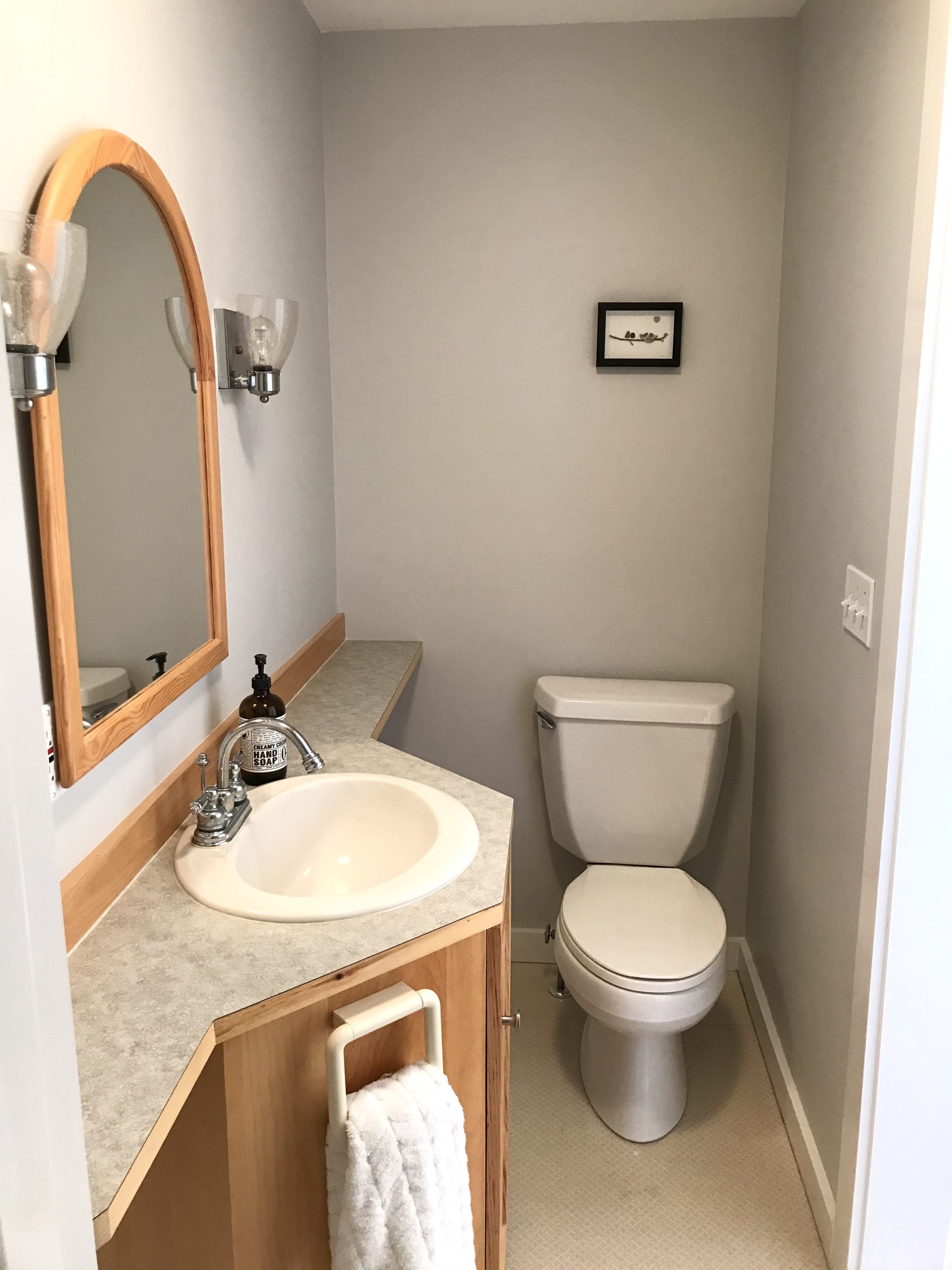 The Small and Awkward Bathroom with the Banjo Countertop – Before and After Photos