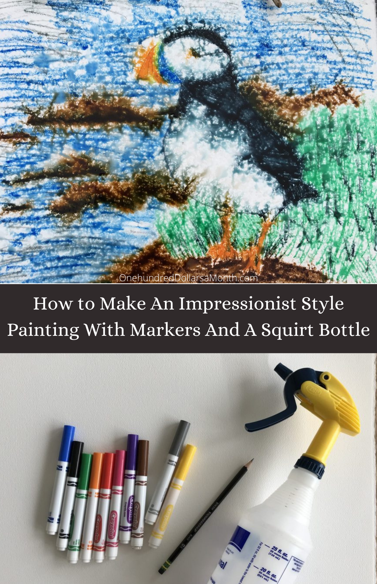 How to Make An Impressionist Style Painting With Markers And A Squirt Bottle
