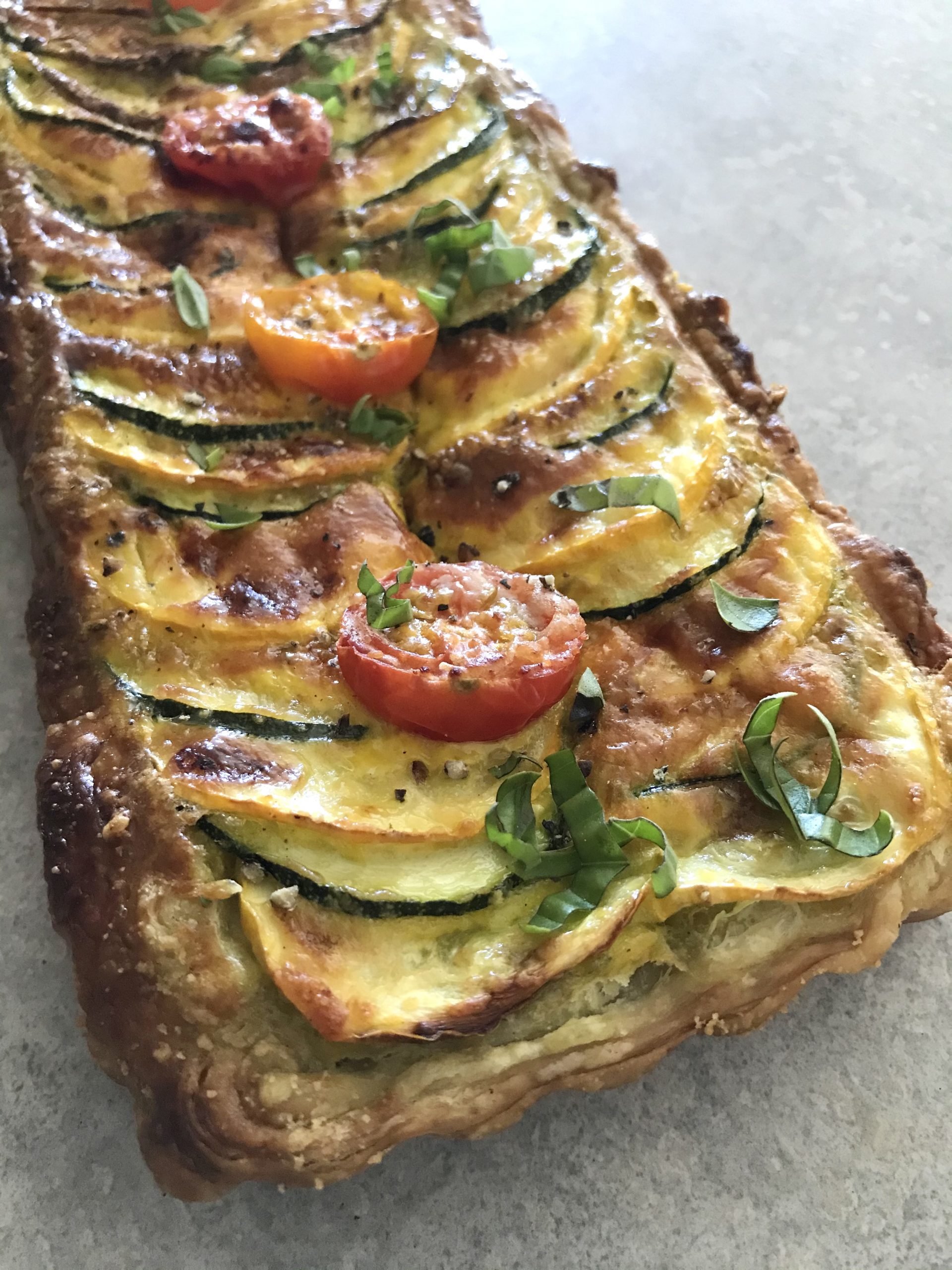 Easy Zucchini Pesto Puff Pastry Tart