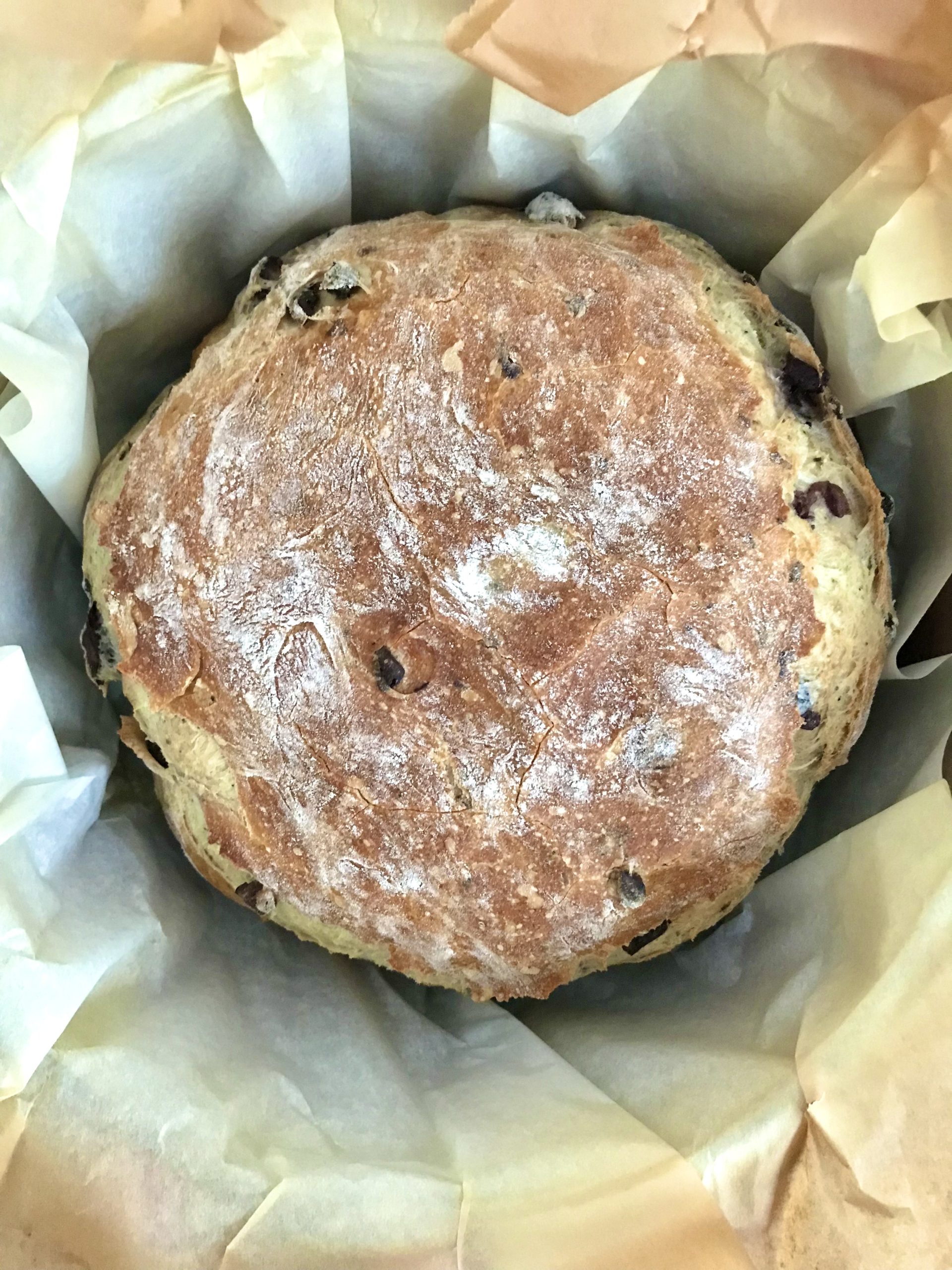 Dutch Oven Olive and Rosemary Bread