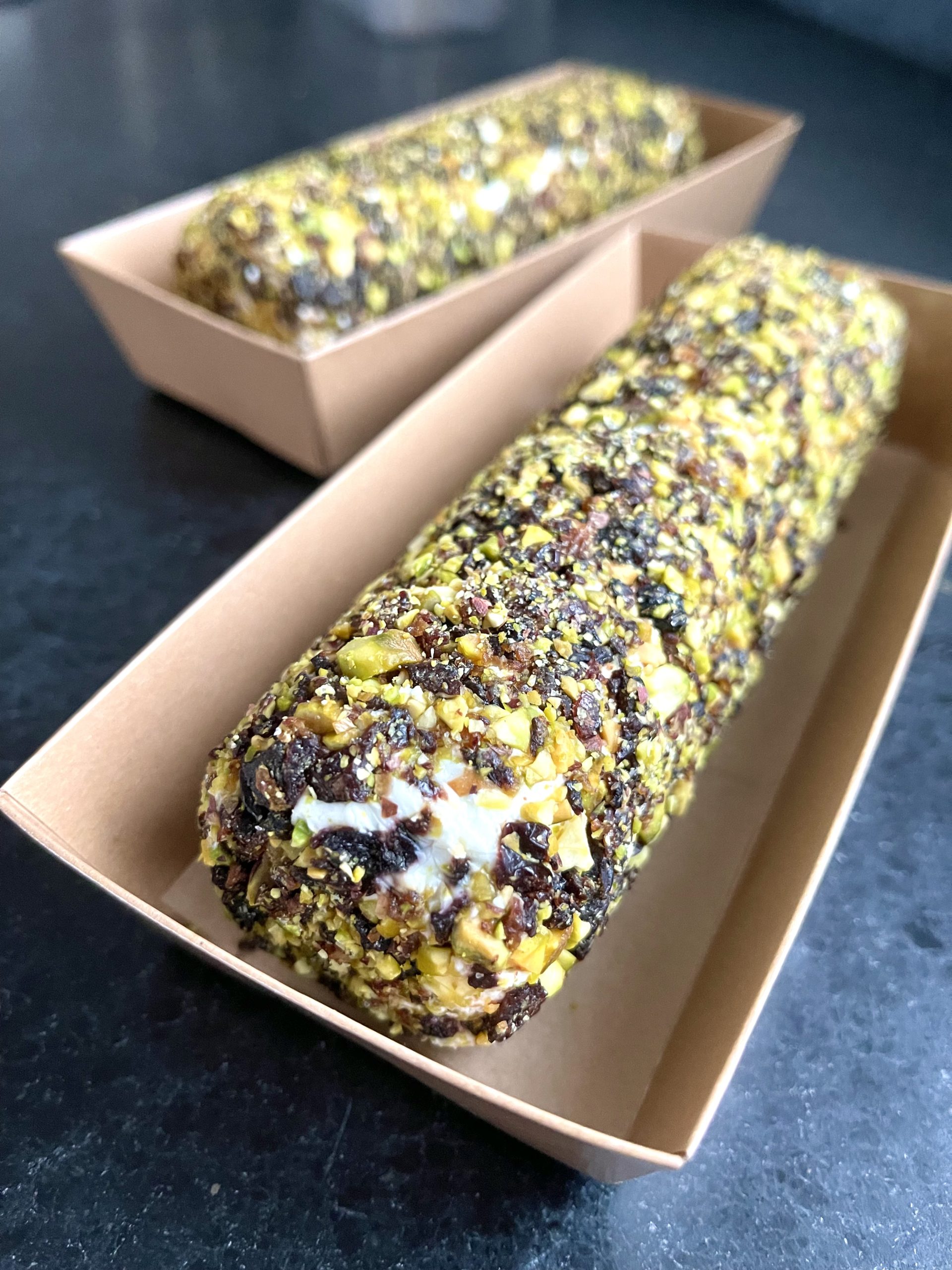 Pistachio Cherry Goat Cheese Log